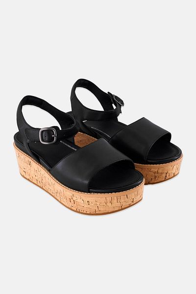 Fitflop Women Eloise Cork Wrap Velcro Sandal, Black