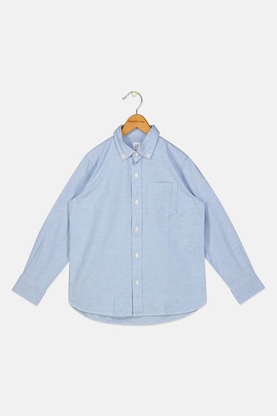 GAP Kids Boy Chambray Long Sleeves Casual Shirt, Light Blue
