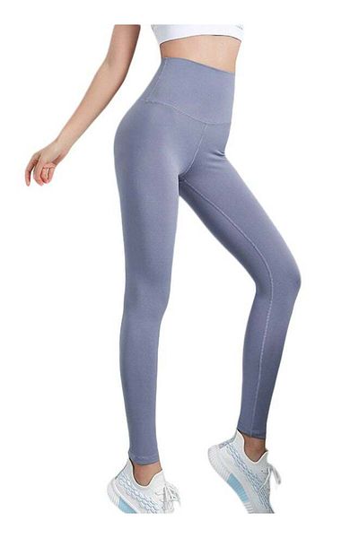 Generic Joychic Solid Pattern High-Waist Sports Leggings Blue