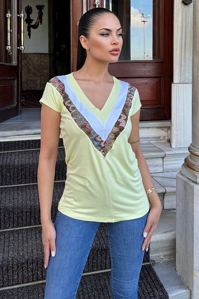 NEW LAVİVA Tricou galben pentru femei - 700-3247