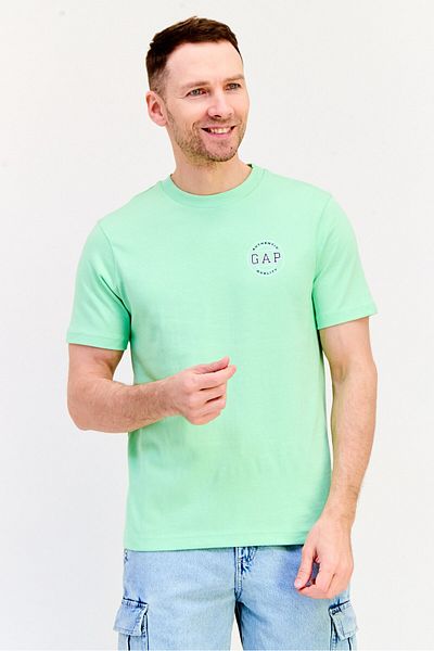 GAP Men Crew Neck Short Sleeve Brand Logo T-Shirt, Mint Green