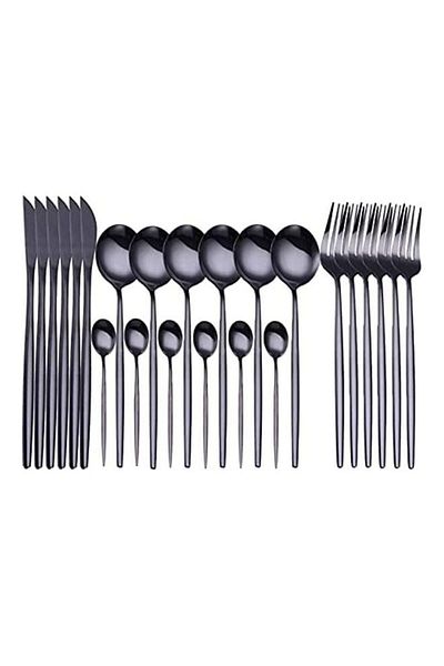Generic XiuWoo 24-Piece Cutlery Set Black
