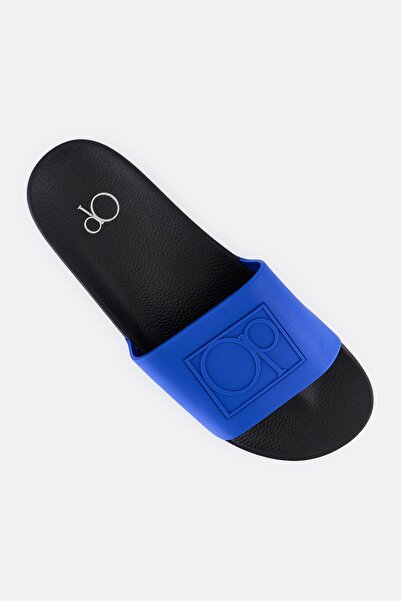 Ocean Pacific Men Brand Logo Slip On Slides, Blue