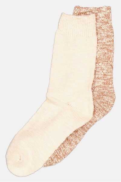 Tchibo Women 2 Pair Textured Socks, Brown/Beige
