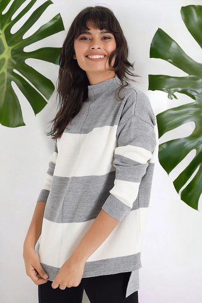 NEW LAVİVA Women's Gray Knitwear Sweater - 700-Akd-5530