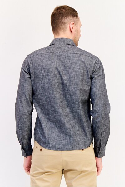 GAP Men Regular Fit Long Sleeve Chambray Shirt, Washed Black