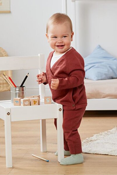 Tchibo Toddlers Boy Knit Wrap Cardigan, Rust