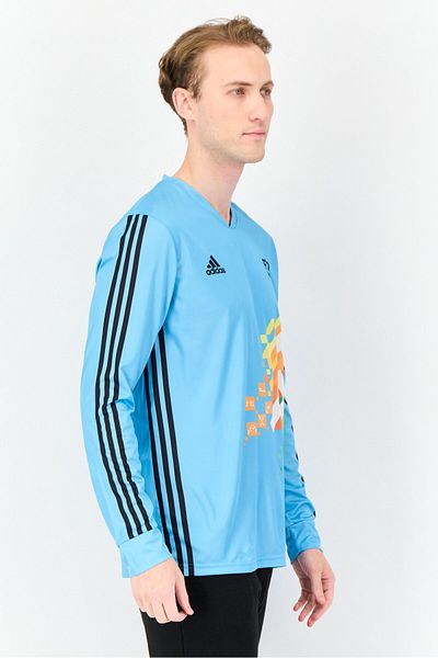 adidas Men Sportswear Fit Long Sleeve Fit Indian Gymnastics Jersey, Sky Blue