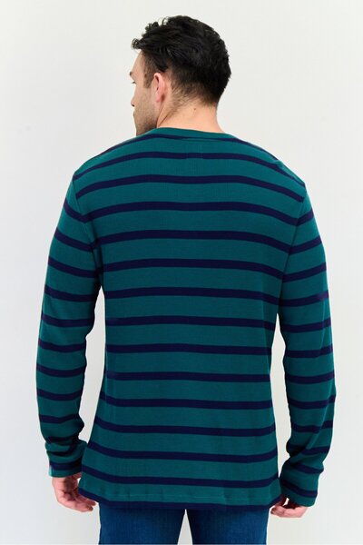 GAP Men Crew Neck Long Sleeves Yarn Dye T-Shirt, Multicolor