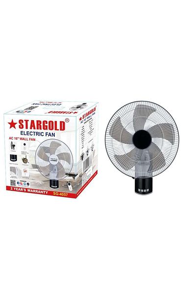 Generic STARGOLD 16-Inch Wall Fan with Remote, 55W Motor, 3-Speed, 5 Blades, 90° Oscillation, 7.5H Timer