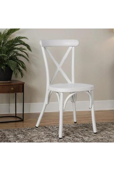 Generic LIVING ACCENTS Stackable Aluminium Armless Dining Chair Vintage White 657S-H45-ALU WHITE