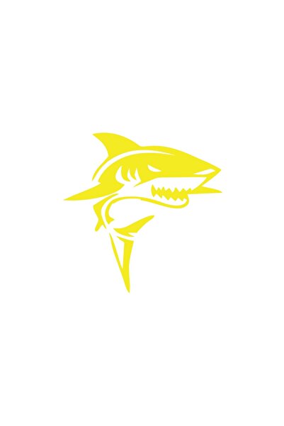Reysa Tasarım ملصق سيارة Angry Shark مقاس 17x17 سم أصفر