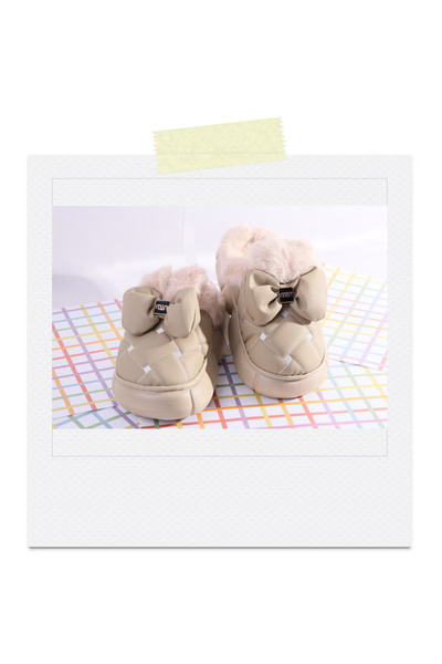 Generic Women's fur-lined slippers, with thick EVA sole, suitable for indoors and outdoors, 36-37