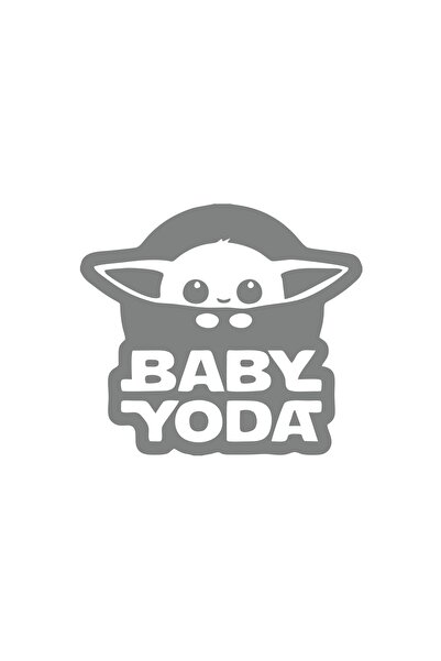 Reysa Tasarım ملصق سيارة بيبي يودا مقاس 17x17 سم باللون الرمادي