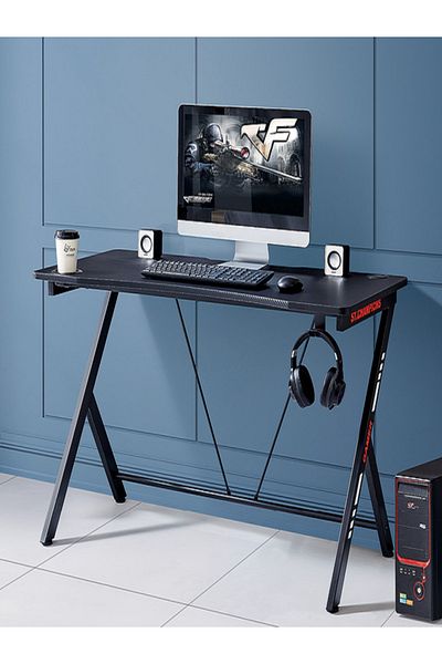 micasa Metal Frame Wooden Rectangular MDF Coated Compact Gaming Desk