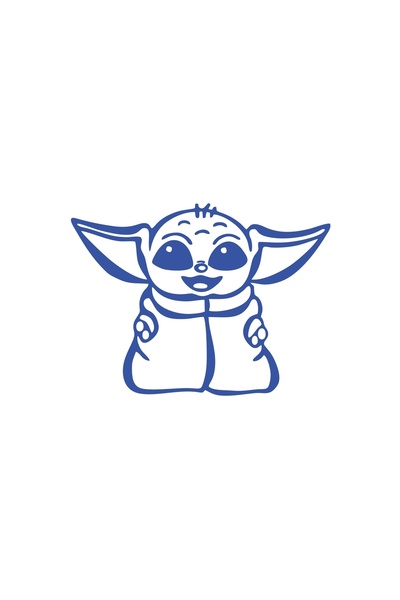 Reysa Tasarım ملصق سيارة بيبي يودا مقاس 17x17 سم باللون الأزرق