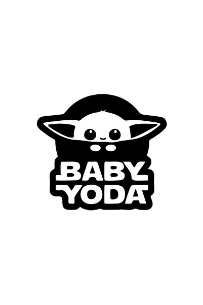 Reysa Tasarım ملصق سيارة بيبي يودا مقاس 17x17 سم باللون الأسود