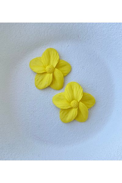 ACCESSORY Yellow Flower Design Earrings Polymer Clay Light Earrings