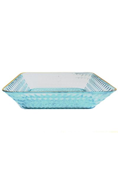 PUFO Tavă decorativă elegantă Pufo Luxury pentru servirea aperitivelor, prăjiturilor, fructelor, 17,5 cm, albastră