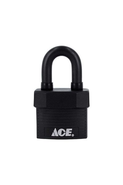 ACE Weather and Corrosion Resistant Hardened Steel Shackle Double Locking Padlock Black 2inch