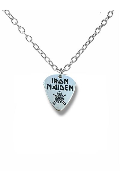 Herşey Nota Iron Maiden Heavy Metal Band Pen-Shaped Double-Sided Rock Sign Unisex Metal Necklace