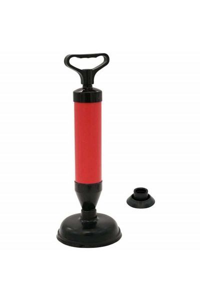 PUFO Pompă manuală pentru desfundarea țevilor, chiuvetelor, cabinelor de duș, Pufo Bath, cu mâner, 55 cm, roșu/negru