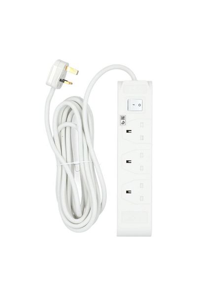Generic HOME BEST Home Best 2860W 3-Plug Compact Indoor Multiple Cord Extension Set White 5m