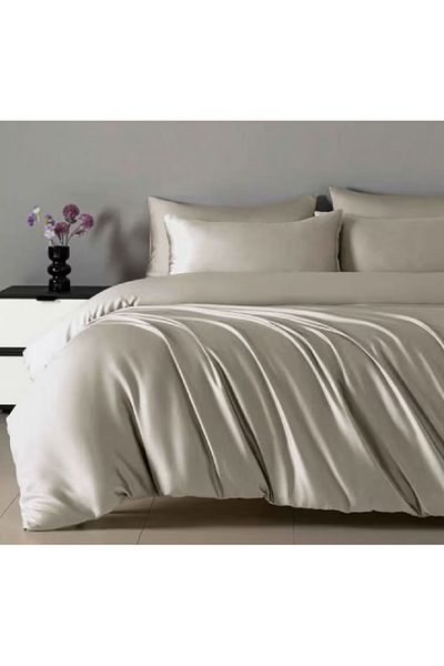 Primavara Double bed linen, 4 pieces, Finet Satinat, Fitted sheet 180x200cm, Light grey