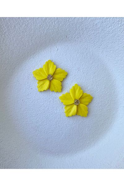 ACCESSORY Gold Detail Yellow Flower Earrings Design Light Earrings