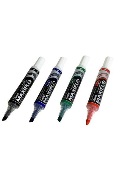 Generic مجموعة أقلام تحديد السبورة البيضاء ماكسيفلو من بينتيل، 4 قطع، برأس مشطوف، متعددة الألوان، PE-MWL6-04