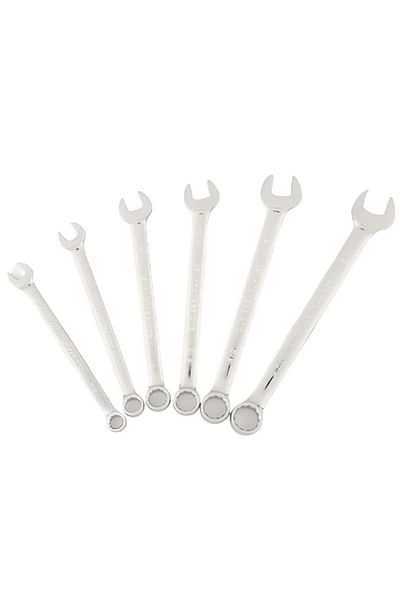 ACE 6-Piece Steel SAE Combination Wrench Set Silver