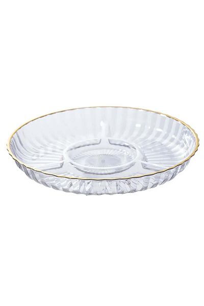 PUFO Tavă rotundă de servire Gentle Gold cu 3 compartimente, 28 cm