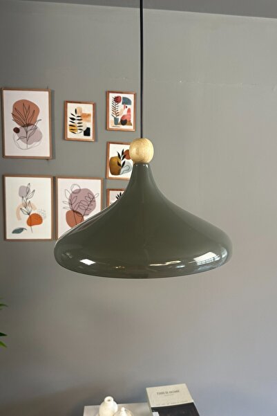 Bamyum Champion Antrasit Ahşap Boncuk Başlık Tekli Avize Sarkıt Salon Mutfak Butik Lamba Aydınlatma