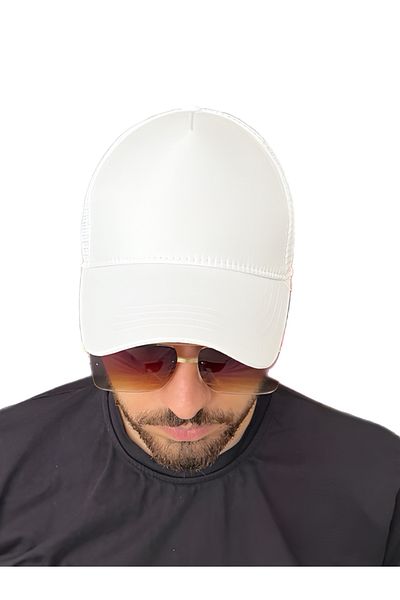 ZERAMİNE White Flat Hat Unisex Sports Hat with Mesh