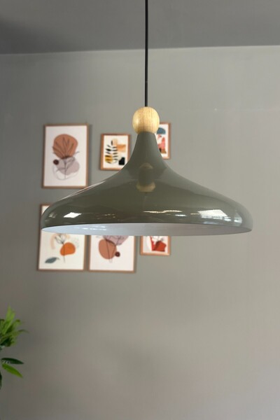 Bamyum Champion Antrasit Ahşap Boncuk Başlık Tekli Avize Sarkıt Salon Mutfak Butik Lamba Aydınlatma