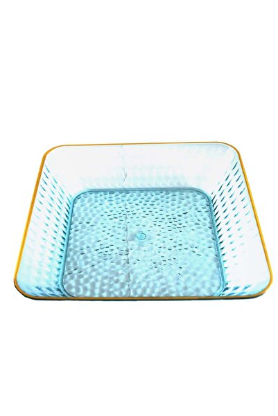 PUFO Tavă decorativă elegantă Pufo Luxury pentru servirea aperitivelor, prăjiturilor, fructelor, 17,5 cm, albastră