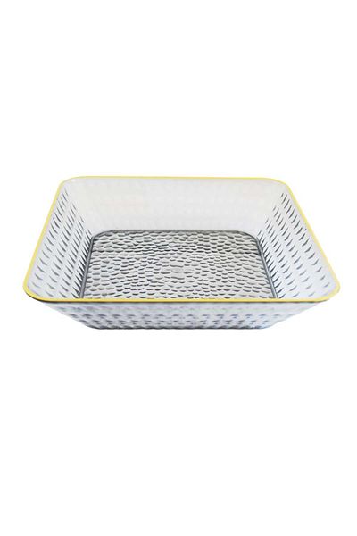 PUFO Tavă decorativă elegantă Pufo Luxury pentru servirea aperitivelor, prăjiturilor, fructelor, 17,5 cm, fumurie