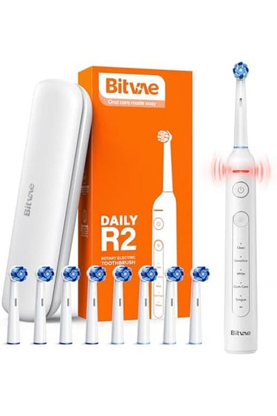 Bitvae R2 Rotating Electric Toothbrush for Adults with 8 Brush Heads, 5 Modes Rechargeable Power Too