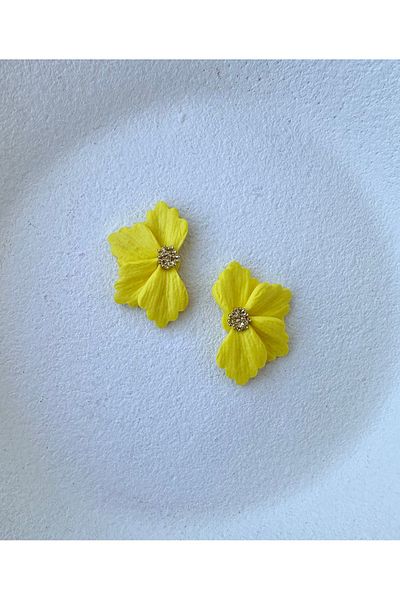 ACCESSORY Gold Detail Yellow Flower Earrings Design Light Earrings