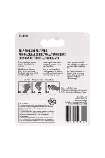 ACE 75-Piece Self-Adhesive Self-Leveling Round Protective Felt Pads Brown 1cm