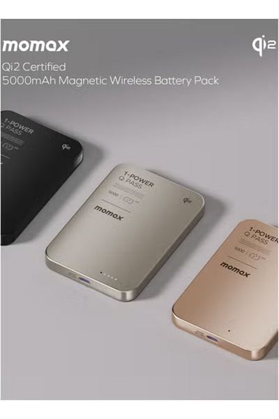 Momax 1-Power Q.Pass 5000mAh Qi2 Magnetic wireless Power back Upto 20W PD Output - Desert Titanium