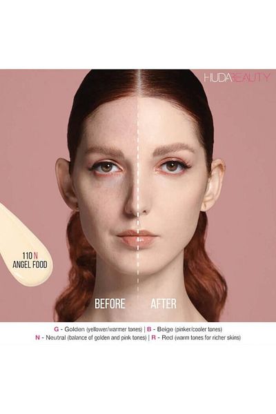 Huda Beauty #FauxFilter Foundation 110N Angel Food 35ml – Full Coverage, Matte, Long-Wear