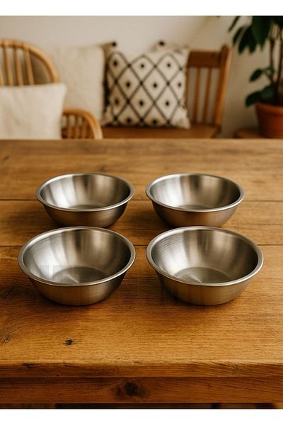 Jet's Home Set of 4 Healthy Stainless Steel Bowls - Versatile Soup, Salad and Fruit Container 350 ml No 1