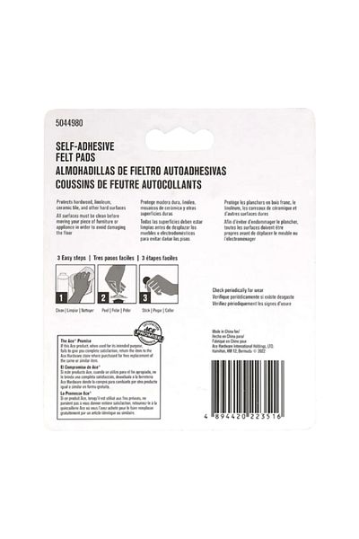 ACE 8-Piece Self-Adhesive Self-Leveling Round Protective Felt Pads Beige 3.8cm