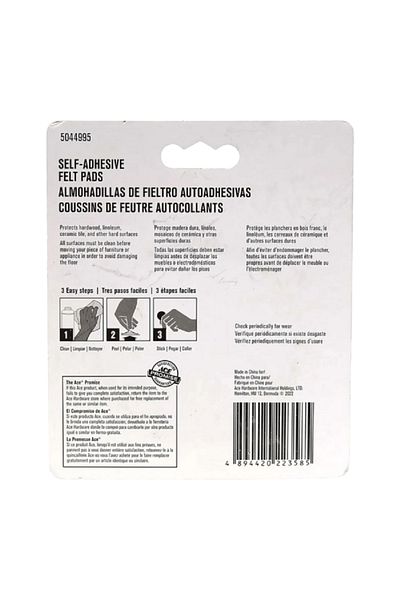 ACE 4-Piece Self-Adhesive Heavy-Duty Easy Installing Round Protective Felt Pads Beige 6.4cm