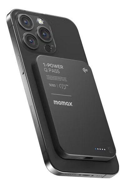 Momax 1-Power Q.Pass 5000mAh Qi2 Magnetic wireless Power back Upto 20W PD Output - Black