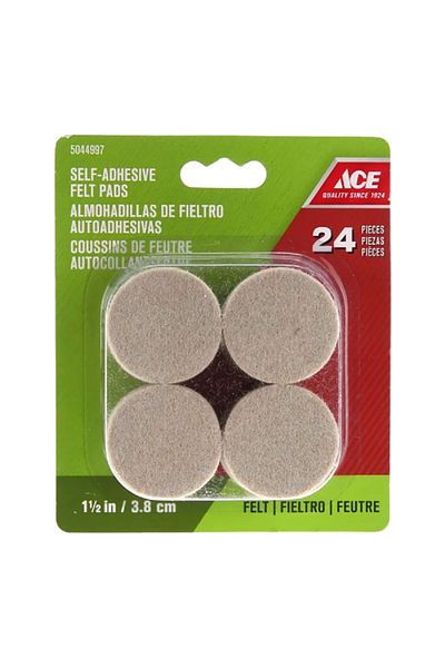ACE 24-Piece Self-Adhesive Heavy-Duty Easy Installing Round Protective Felt Pads Beige 3.8cm