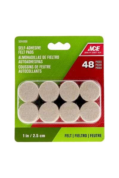 ACE 48-Piece Self-Adhesive Heavy-Duty Easy Installing Round Protective Felt Pads Beige 2.5cm
