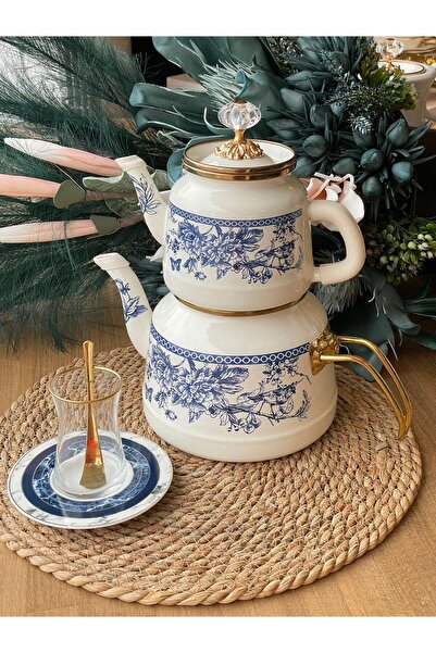 ROSSEV Blue Enamel Teapot