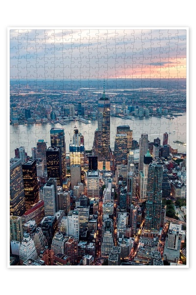 Jeronkarji Manhattan, New York'ta Gün Batımı 500 Parça Puzzle Yapboz Şehir Ma...